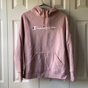 dusty rose colored champion hoodie